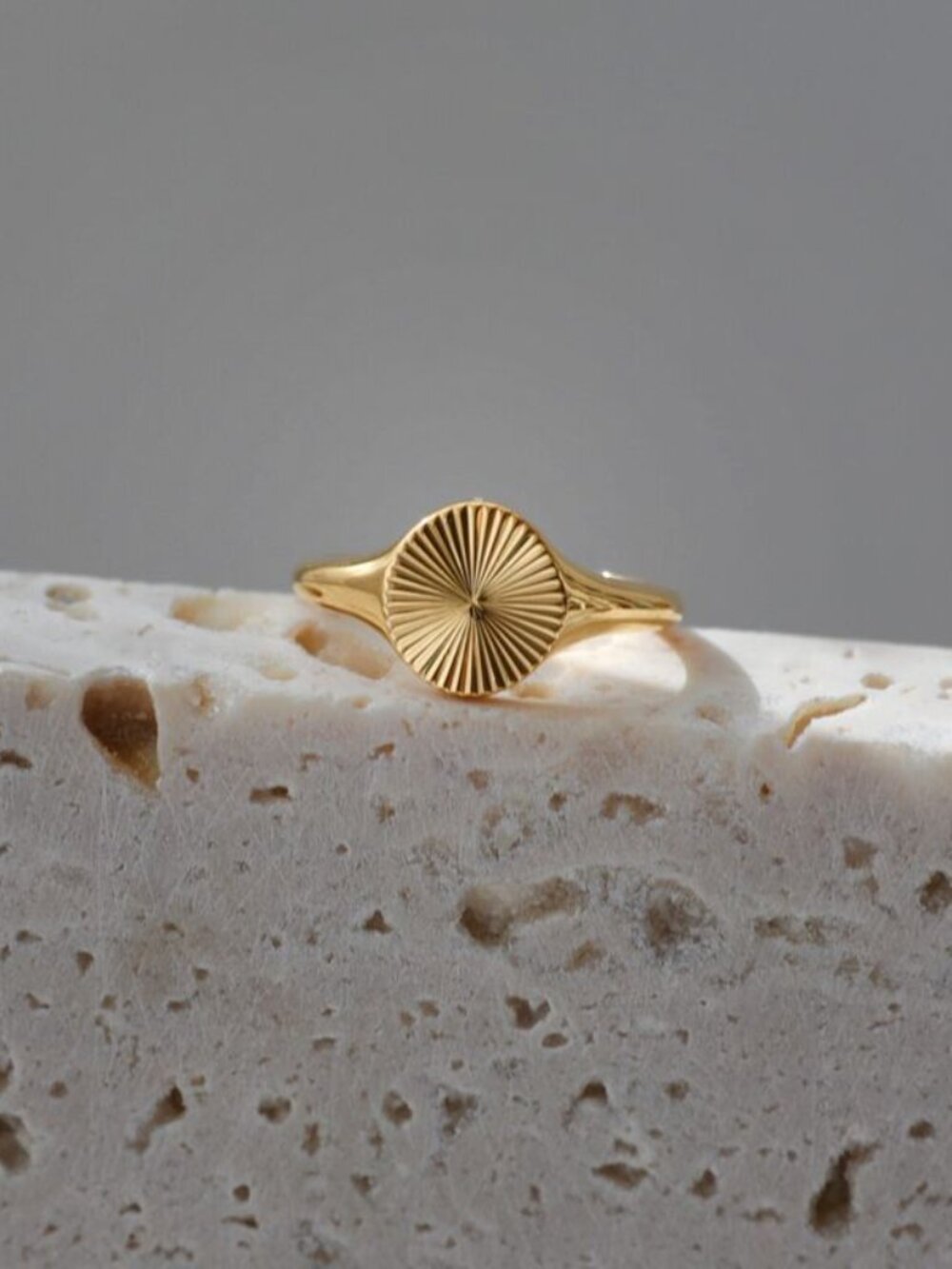Sunshine Burst Ring 18K Gold Plated Stainless Steel Rings for Women Dainty